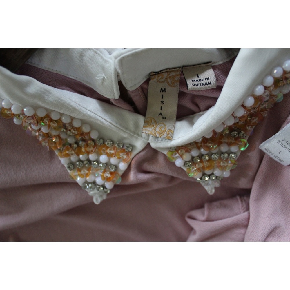 Misia Pink Beaded Embellished Collar Preowned Large